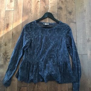 H&M Lace Blouse- Gray- Size L